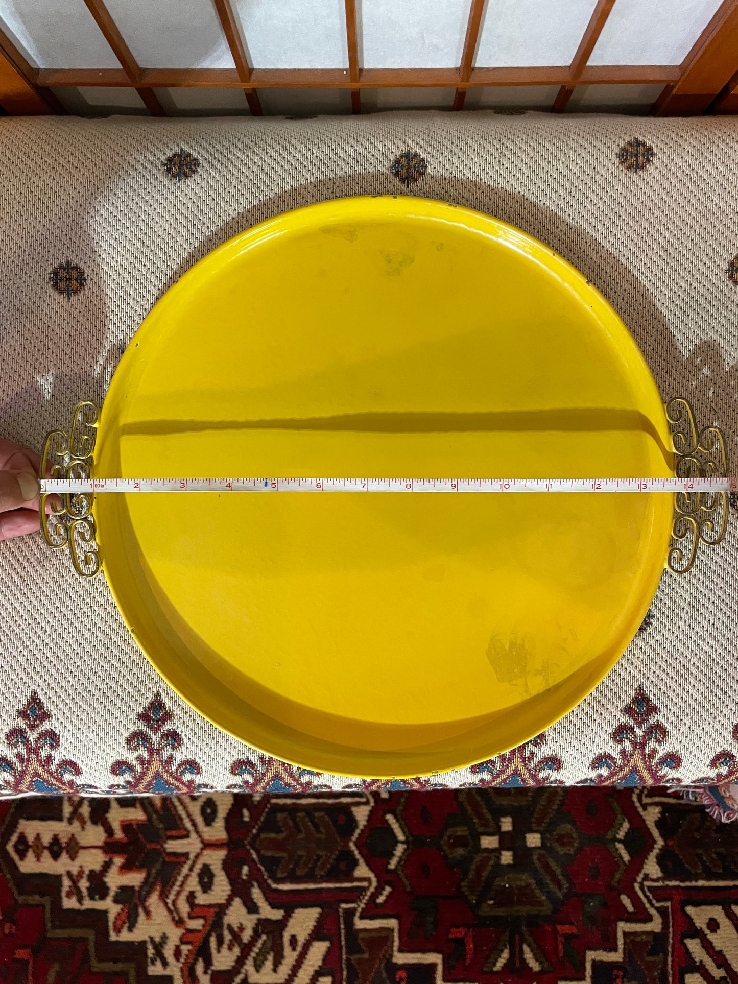 Blazing Sun Yellow Glaze Moire Kyes Serving Tray