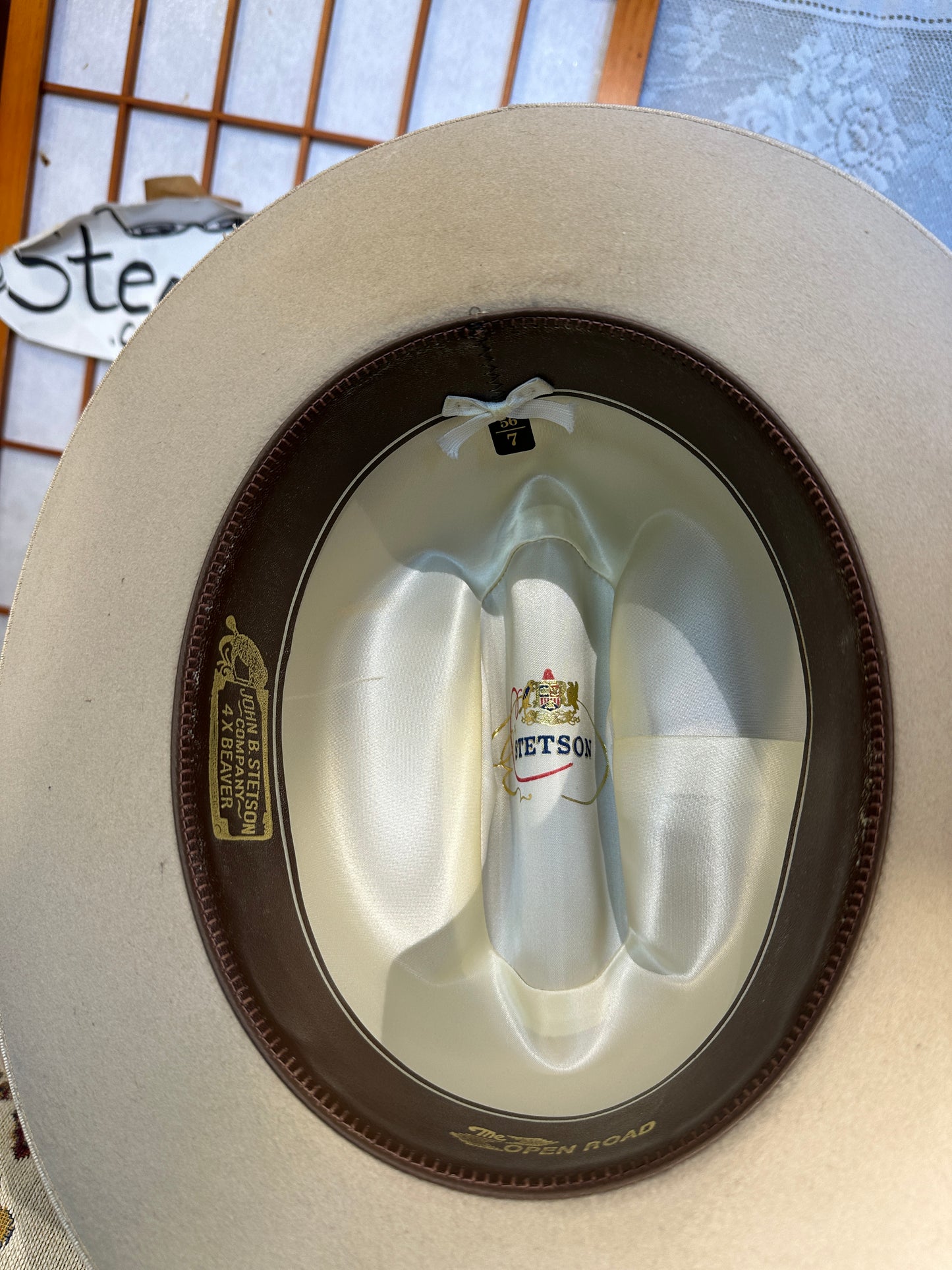 Vintage Stetson cowboy hat 7 4x Beaver USA The Open Road xxxx John B 56