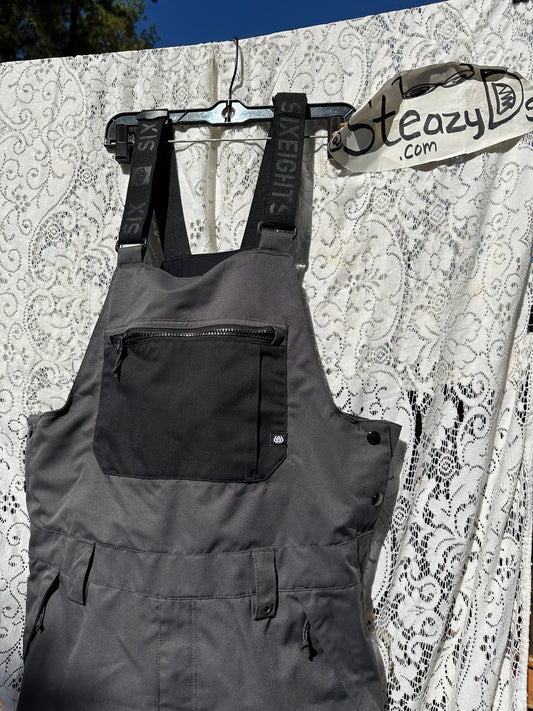 686 Hot Lap Insulated Bib Overalls Pant Infidry Snow Medium Gray Men ski M2w211