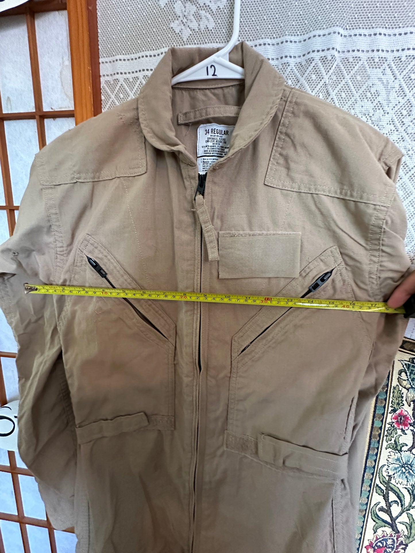 Military Flight Suit 34R Flyers Coveralls CWU-27/P Tan 380 2015