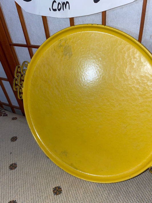 Blazing Sun Yellow Glaze Moire Kyes Serving Tray