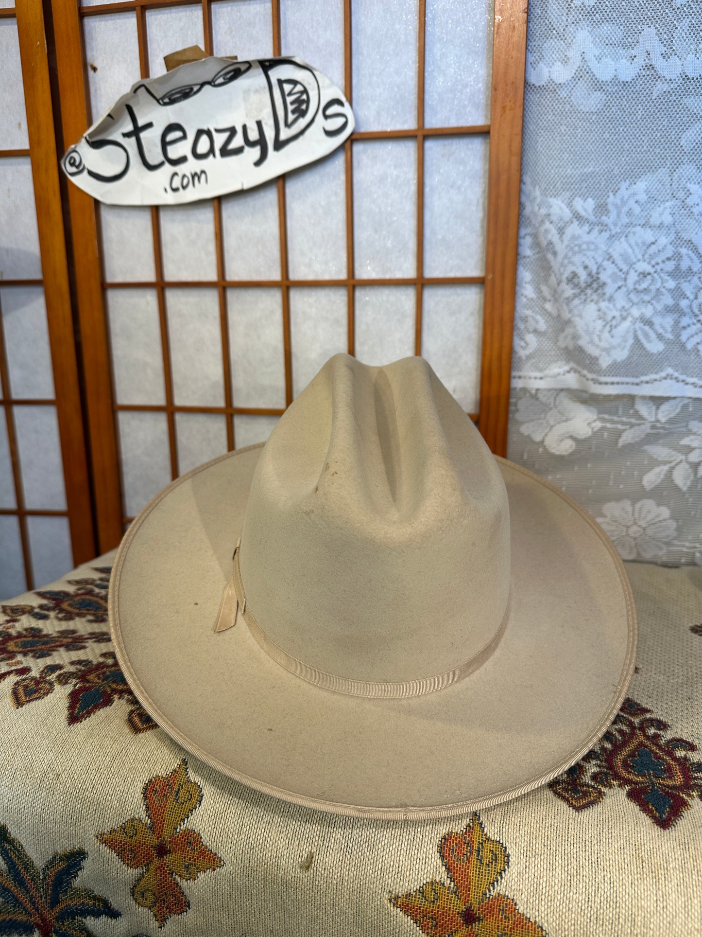 Vintage Stetson cowboy hat 7 4x Beaver USA The Open Road xxxx John B 56