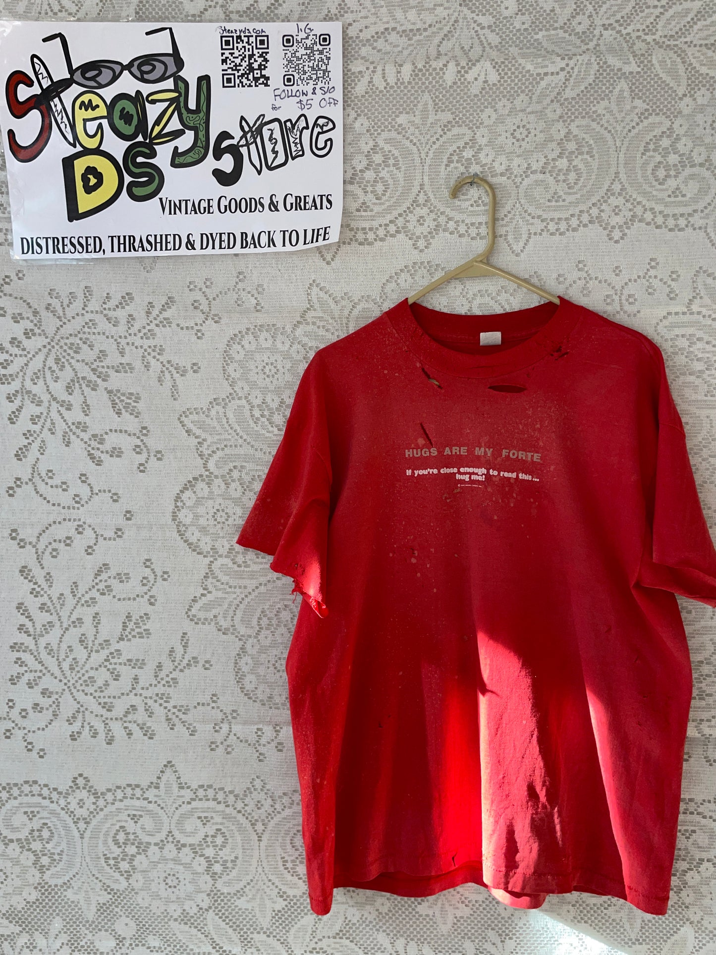 HUG ME BROTHA Sun Dyed & Thrashed T Shirt