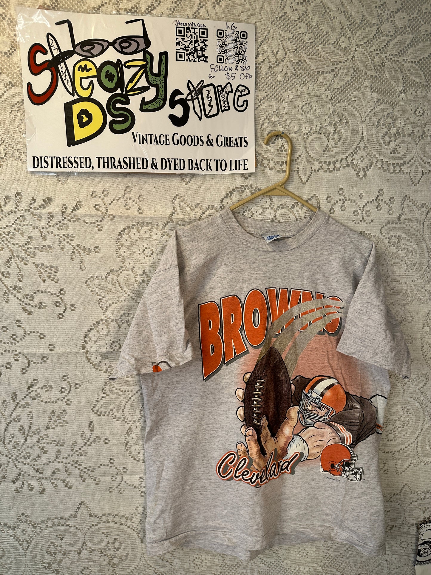 Vintage 1994 Salem Sportswear Cleveland Browns NFL T-Shirt Large USA 2 side