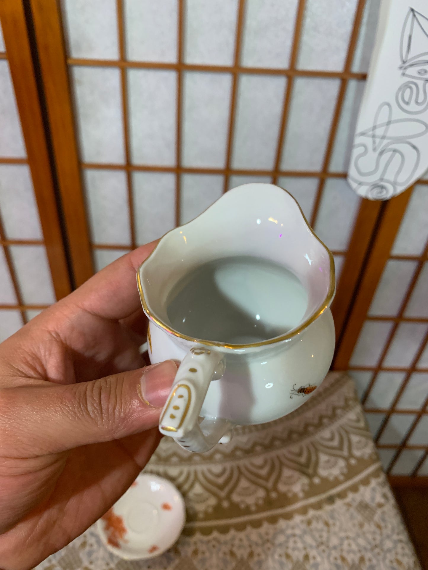 Herend Hungary Creamer Pitcher Gold Bird