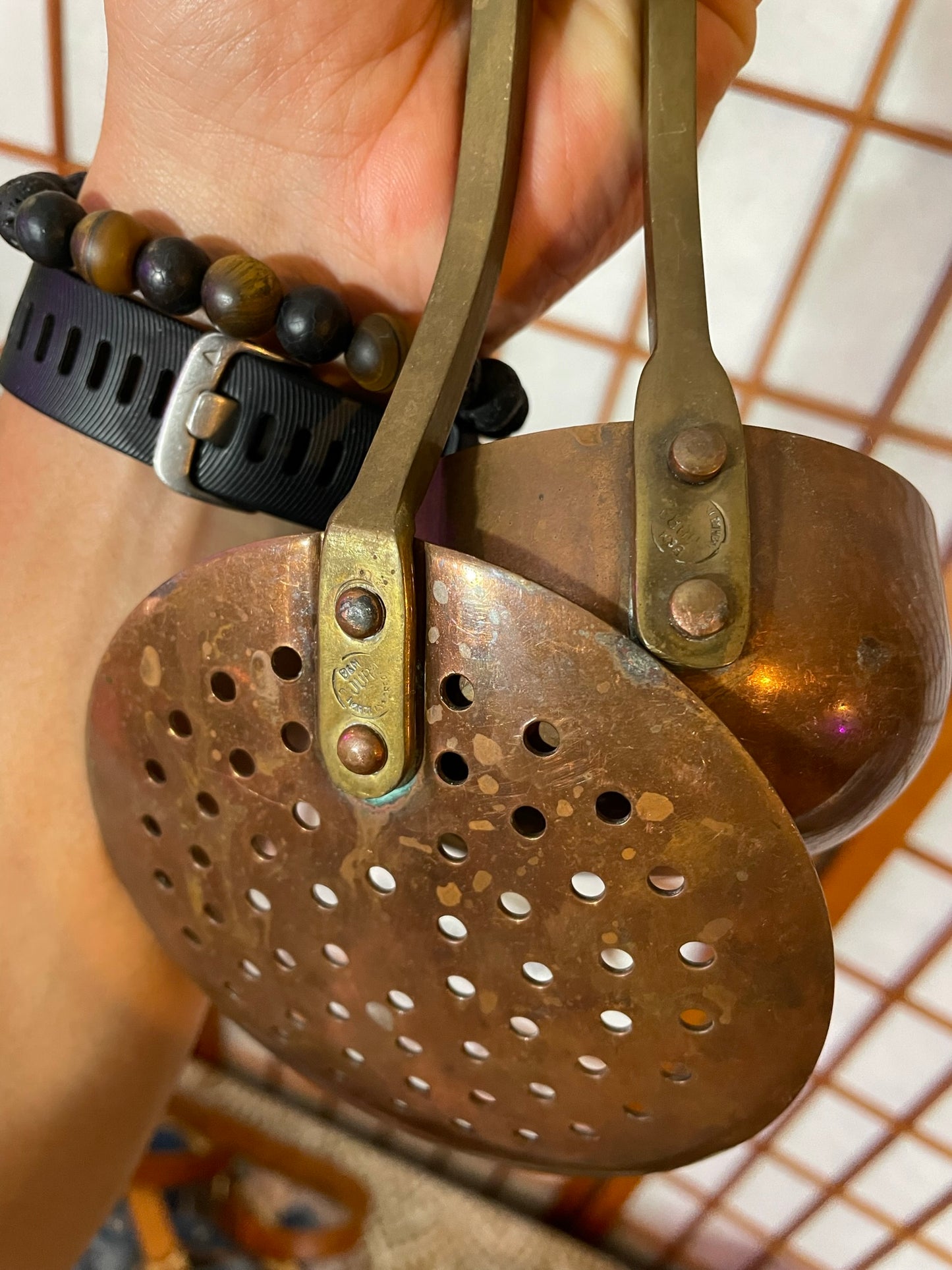 Copper Vintage Hanging Kitchen Utensils