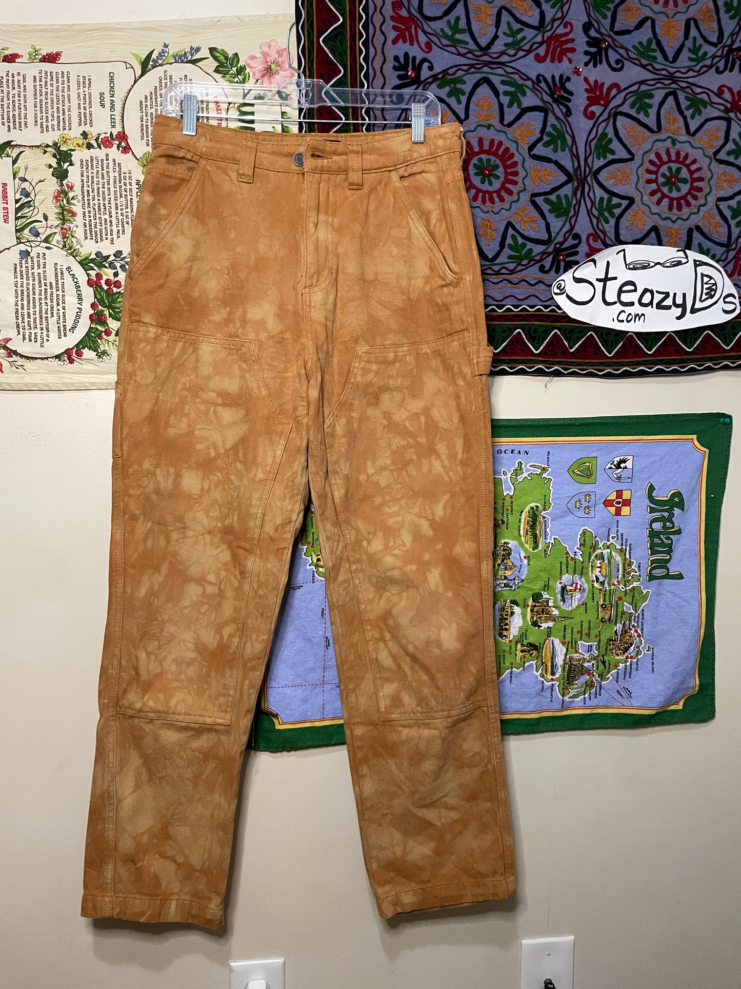 Orange Mess Stussy Double Knee Pants
