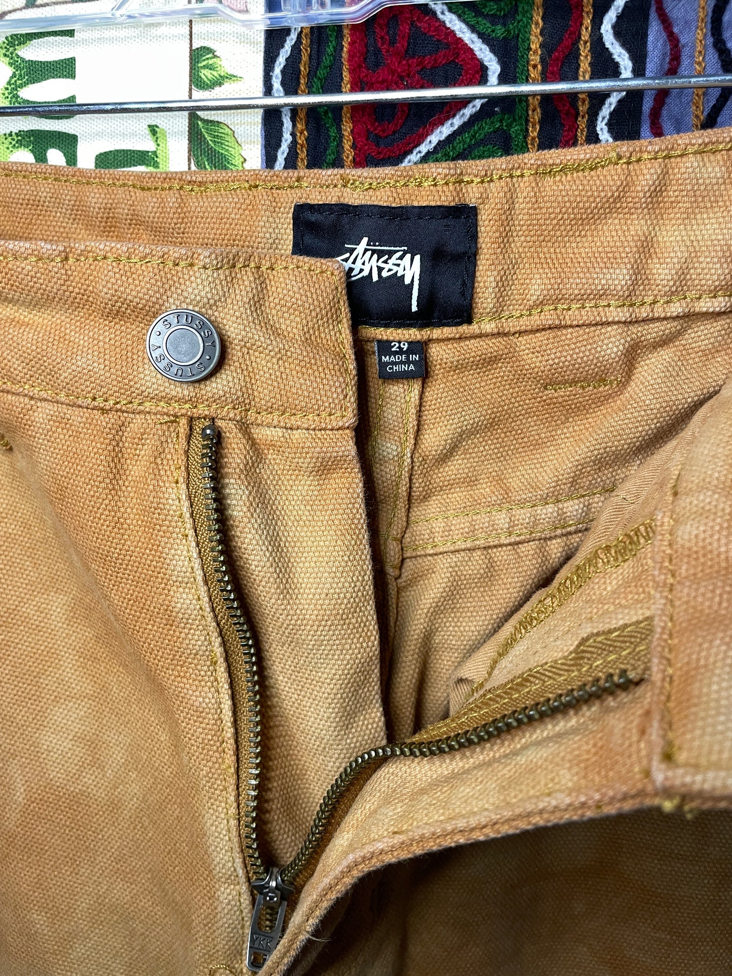 Orange Mess Stussy Double Knee Pants