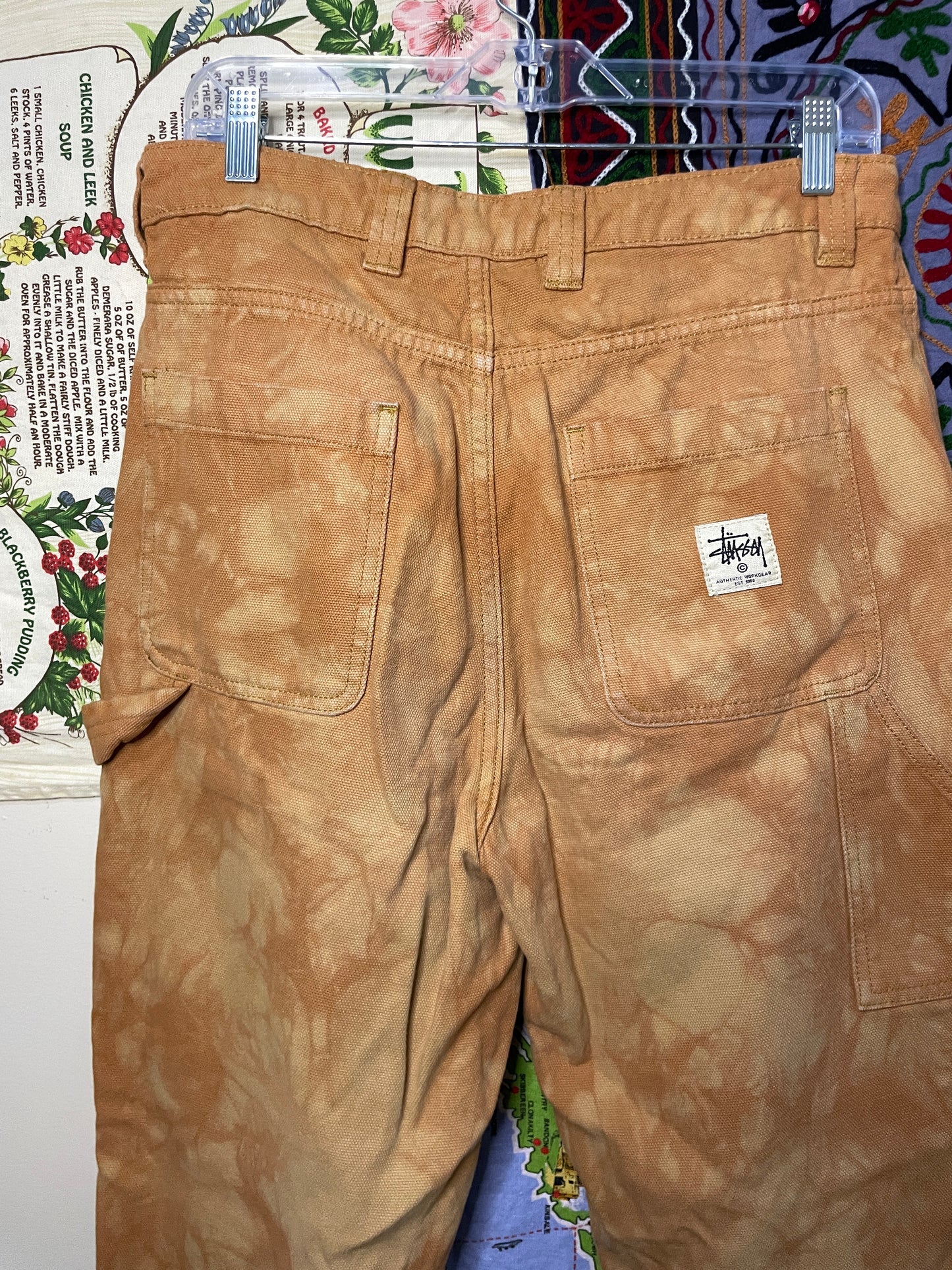Orange Mess Stussy Double Knee Pants