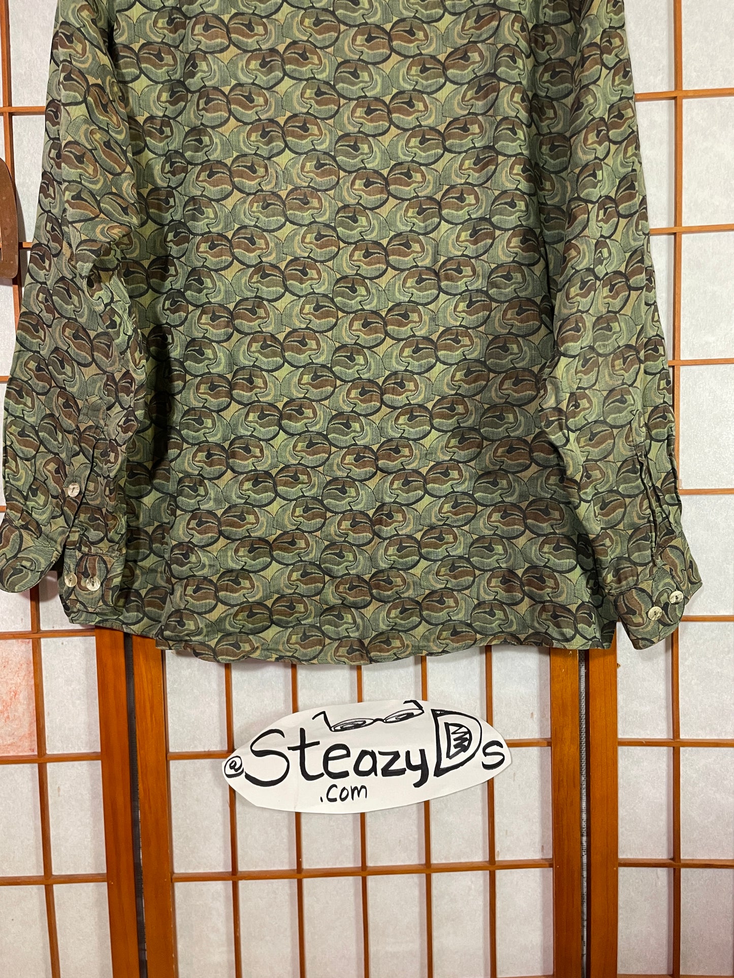 Jhane Barnes Shirt Men Large Vintage Abstract Camo