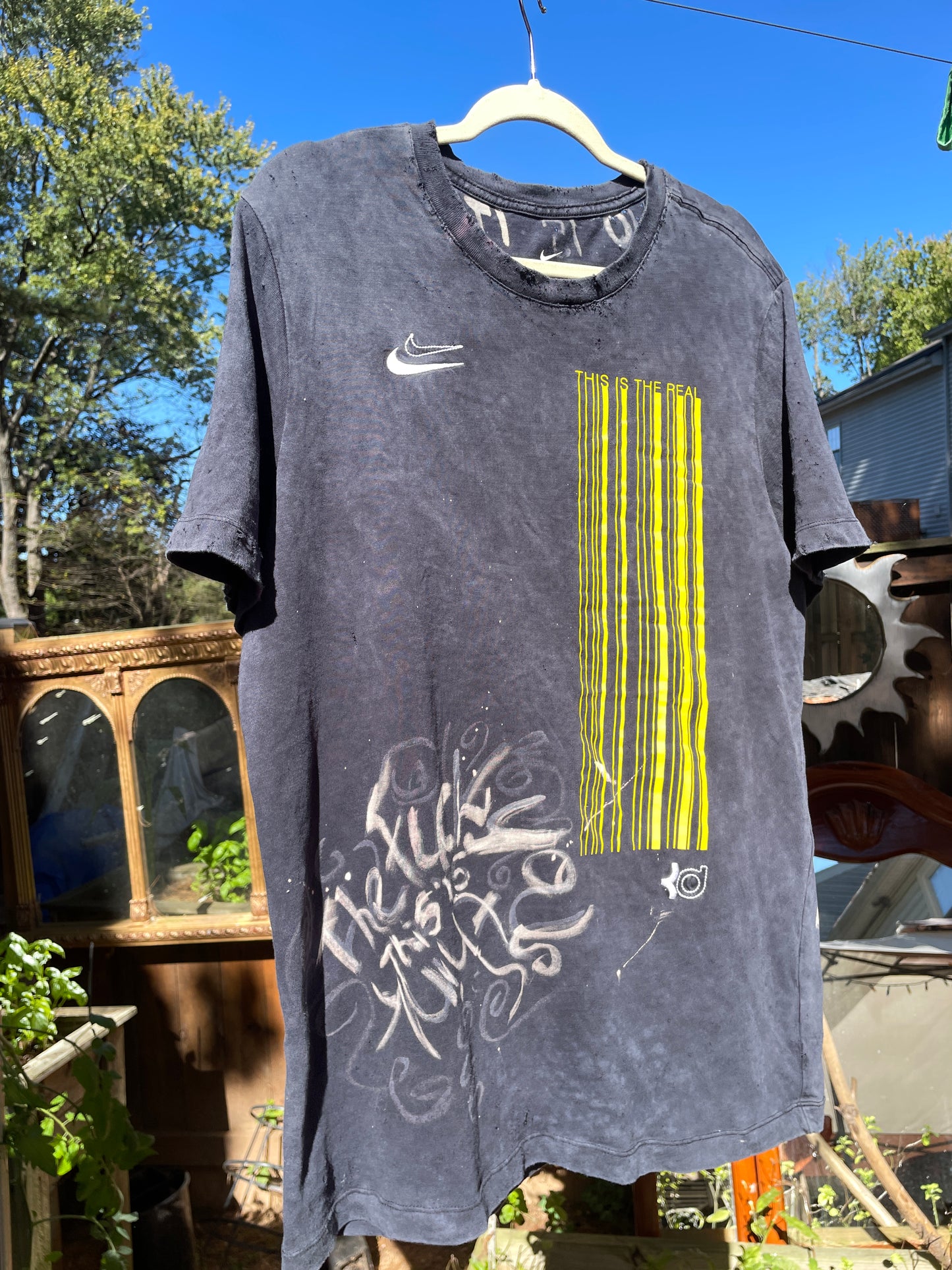 FUCK U Think This Is shirt, bleached Nike T