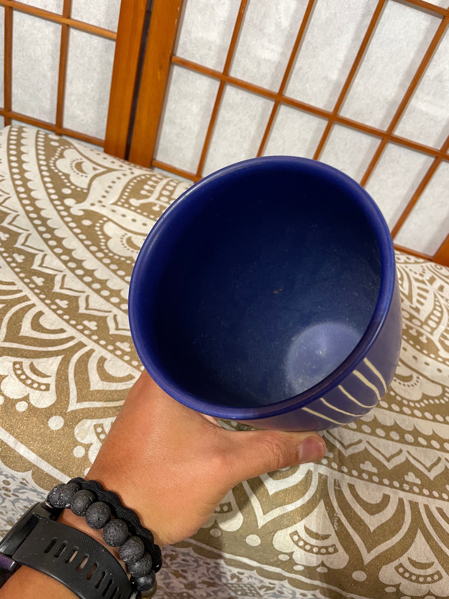 Amano Pottery Tall Vase Germany Stripe 8”