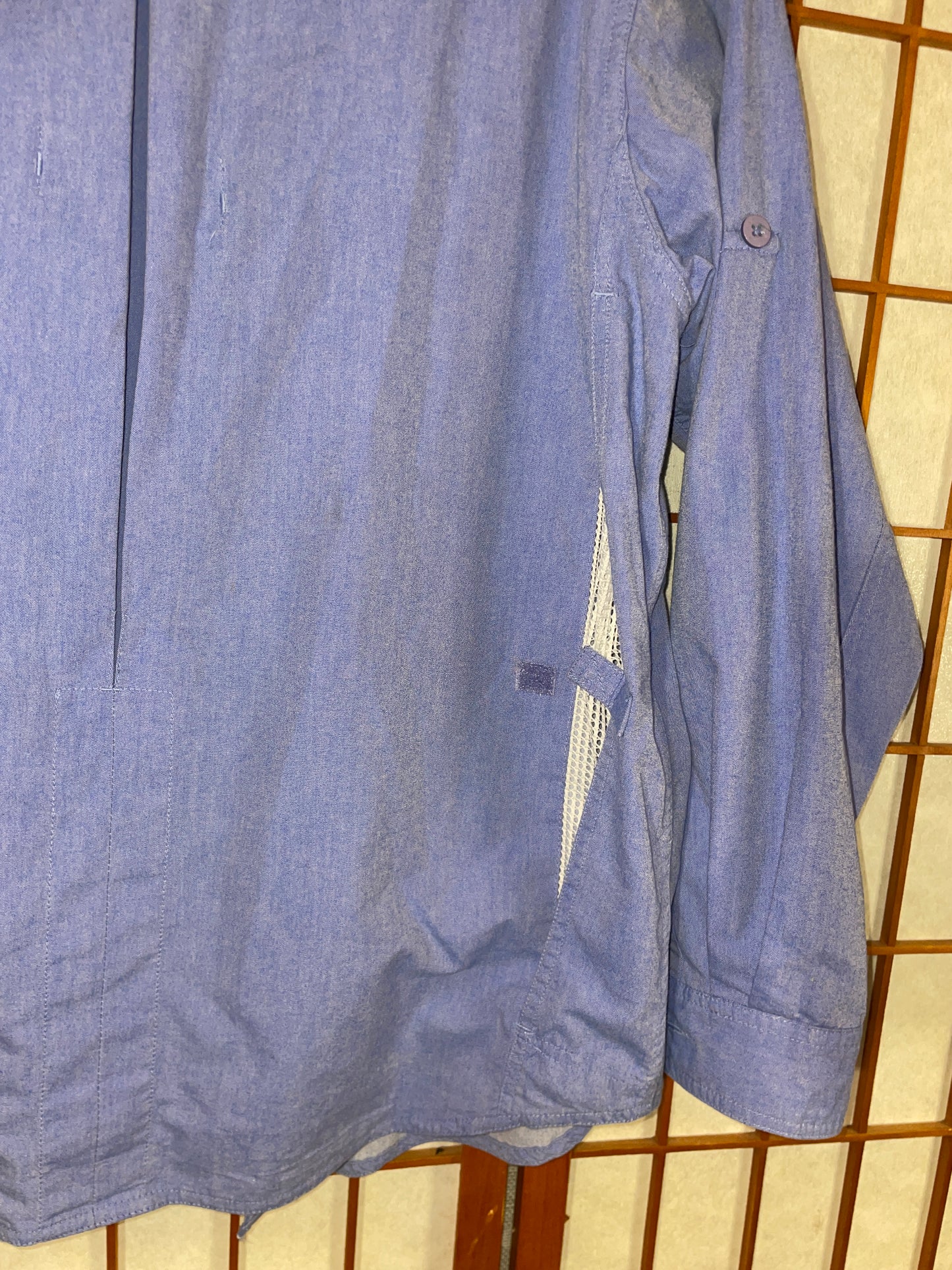 ExOfficio Fishing Shirt Men Small Vented Blue Hiking Camp