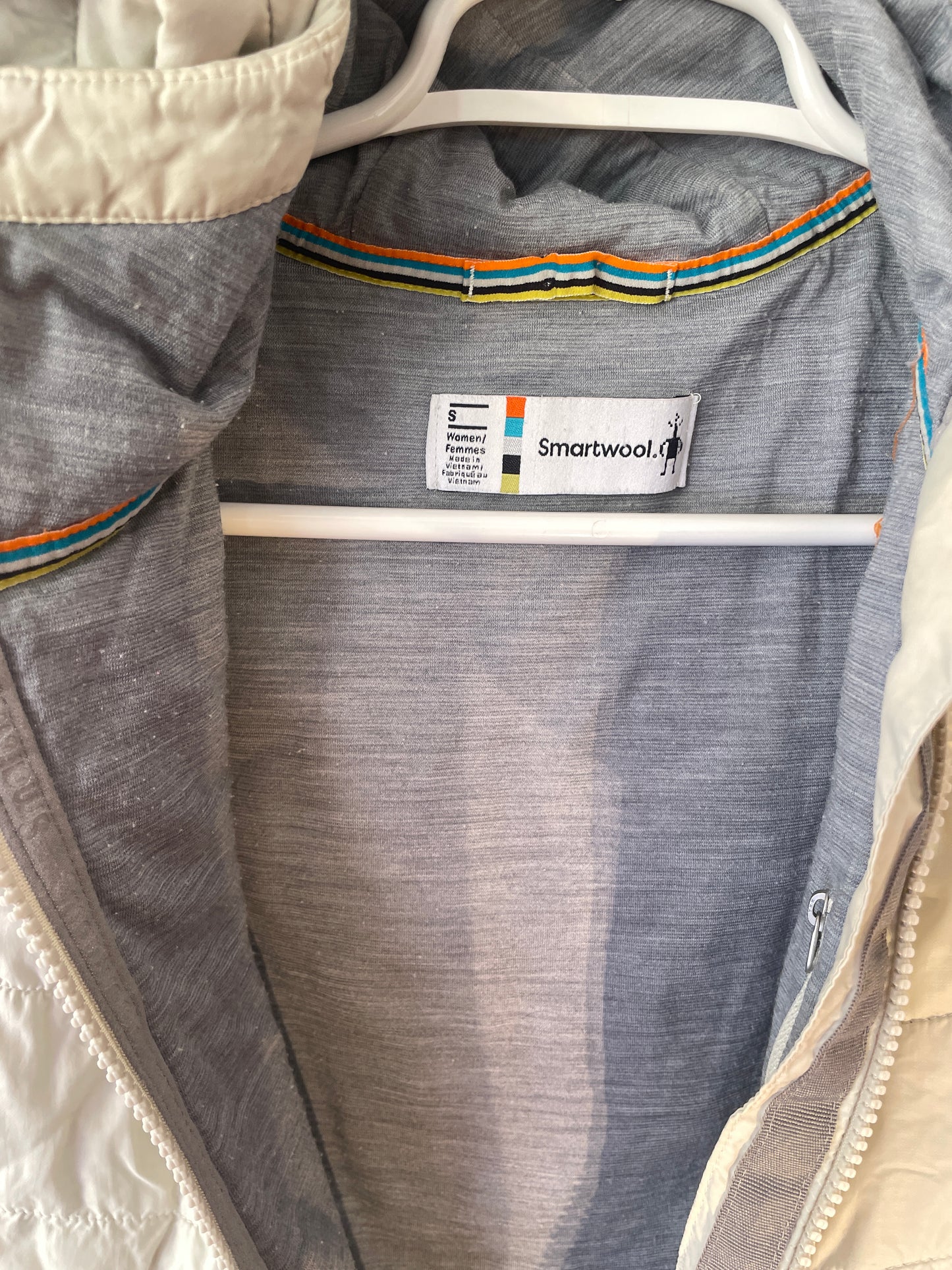 Smartwool Women Small Vest Smartloft Full Zip Gray Wool Hybrid Hood