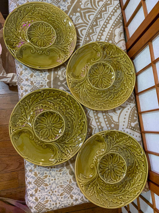 Forest Green Artichoke Plates, Gien