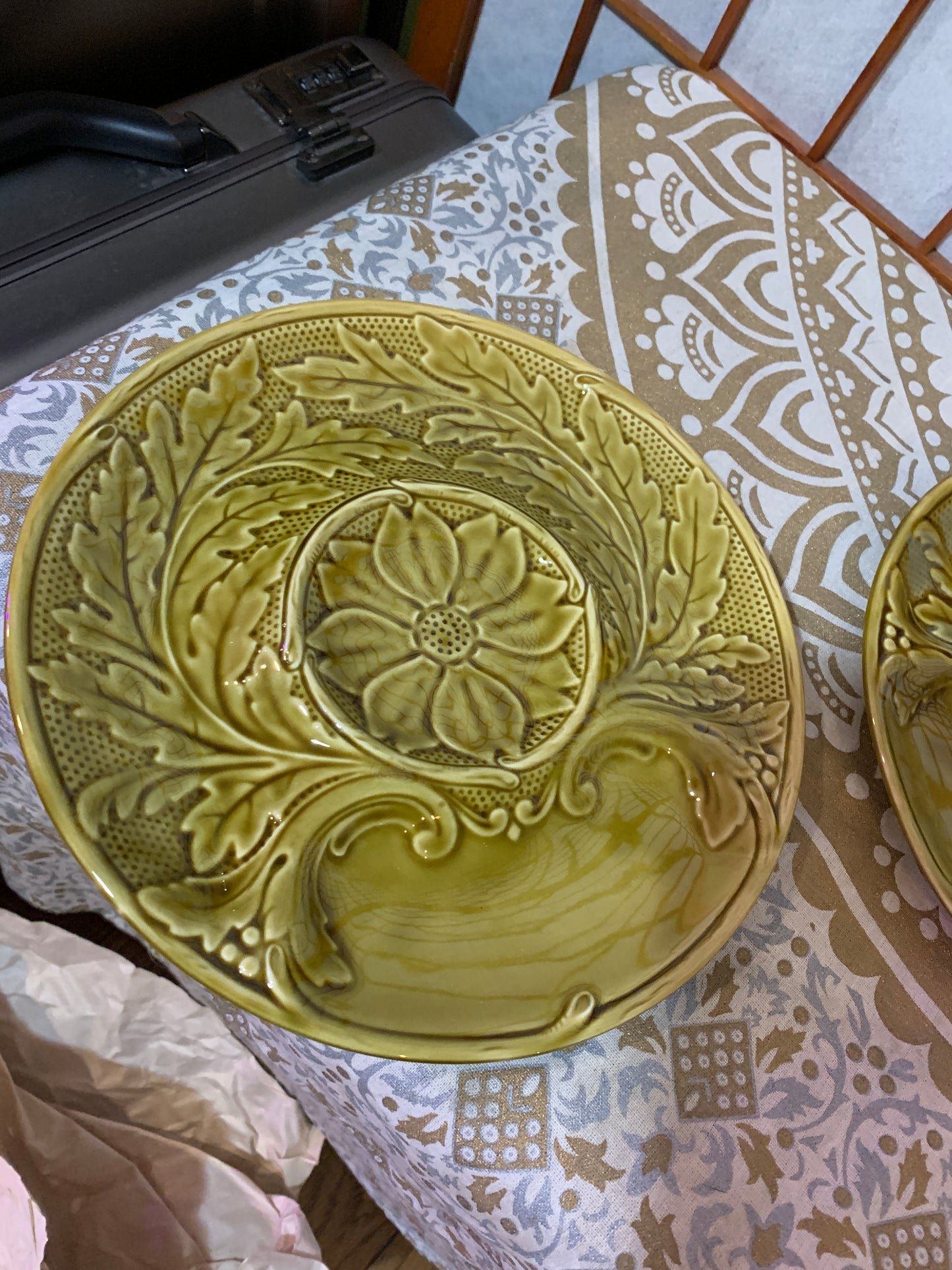 Forest Green Artichoke Plates, Gien