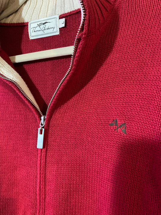 Red Burberry Half Wit Zip