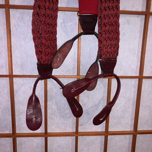 Suspenders Brass And Leather Red