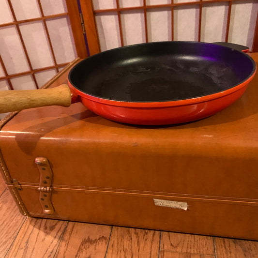 Le Creuset Orange Skillet with Wood Handle