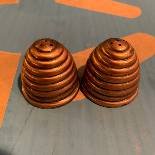 Salt and Pepper shaker set vintage copper