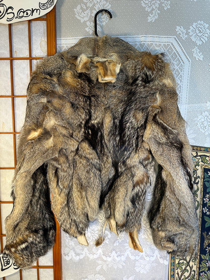 REAL Fur Jacket FOX Mini XS small Gray Coyote