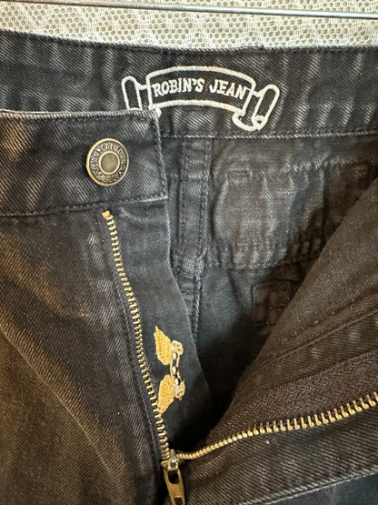 Robins Jean Jorts Studded Double Flap Pockets 38 Black USA