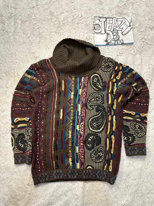 Vintage Coogi Australia Patchwork Crewneck Men Small 100% Cashmere Multicolor