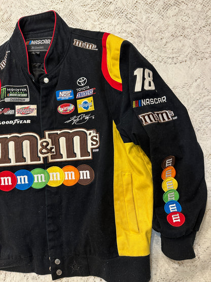 Kyle Busch M&M's JH Design NASCAR Racing Jacket Large patches Mars 2017