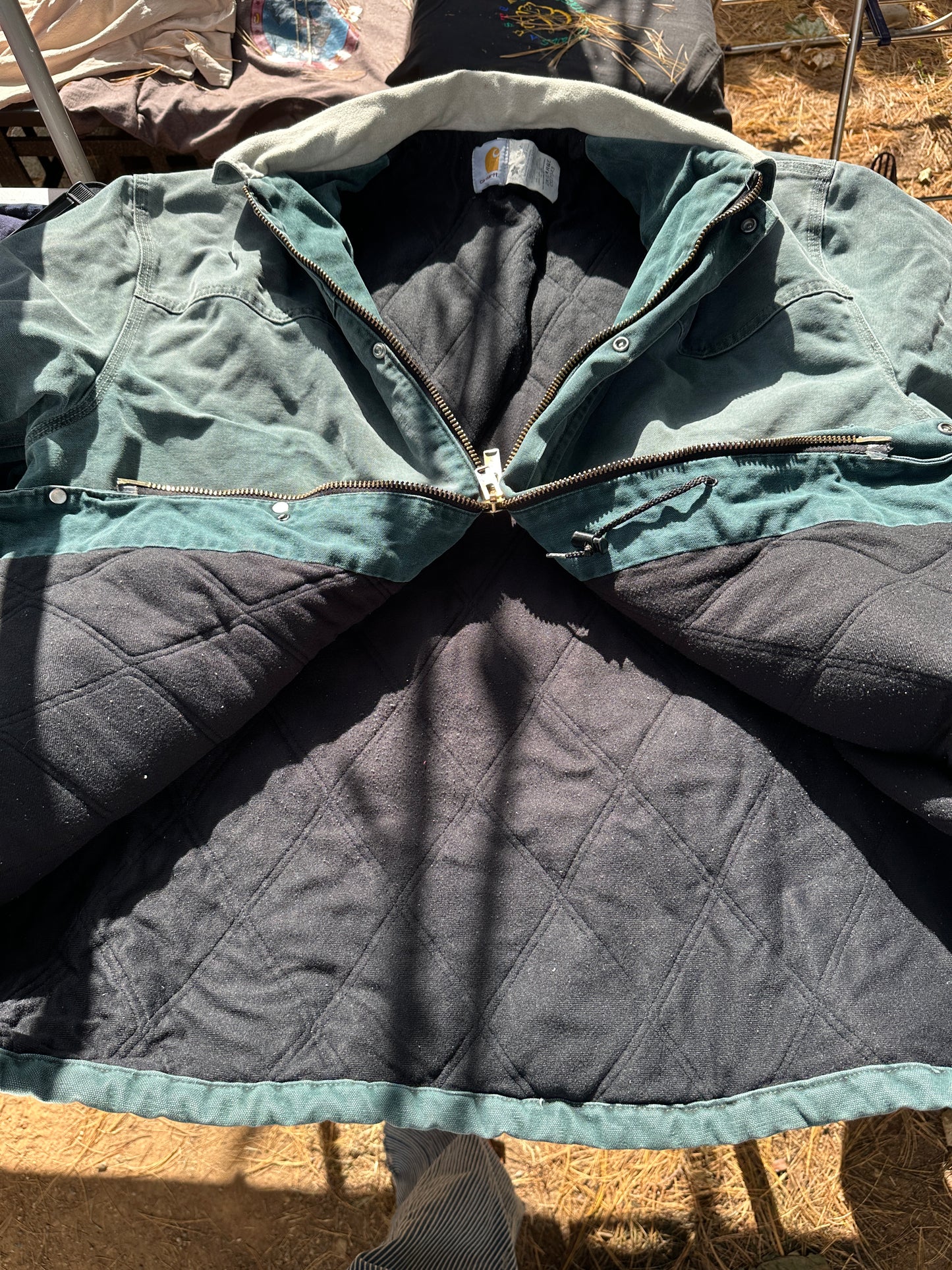 vintage Carhartt Hunter Green Chore Coat Jacket XXL USA CQ7043 1996 union fade