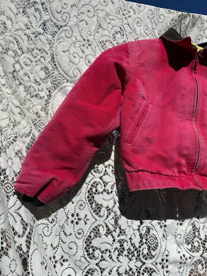 Vintage Carhartt Red Detroit Jacket Small Quilt 90s Dad Fade Work Youth Kid