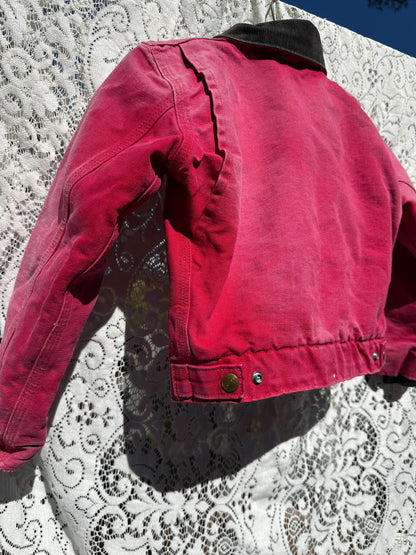 Vintage Carhartt Red Detroit Jacket Small Quilt 90s Dad Fade Work Youth Kid