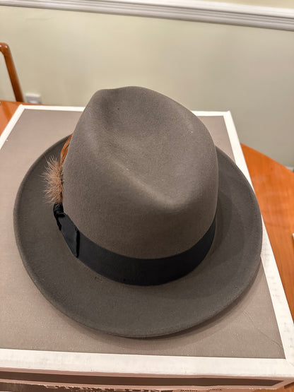 Stetson Royal Saxon Hat Beaver 7 1/2 Caribou Box Fedora Feather 60