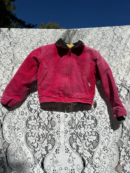 Vintage Carhartt Red Detroit Jacket Small Quilt 90s Dad Fade Work Youth Kid