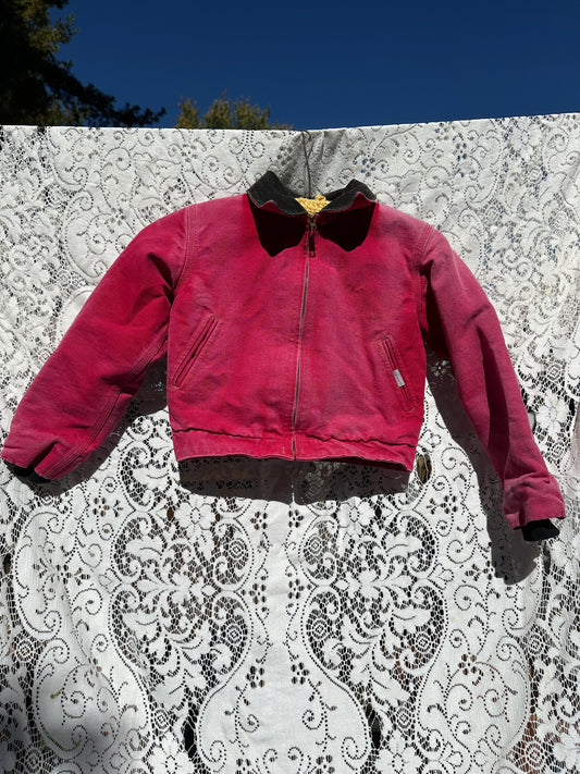 Vintage Carhartt Red Detroit Jacket Small Quilt 90s Dad Fade Work Youth Kid