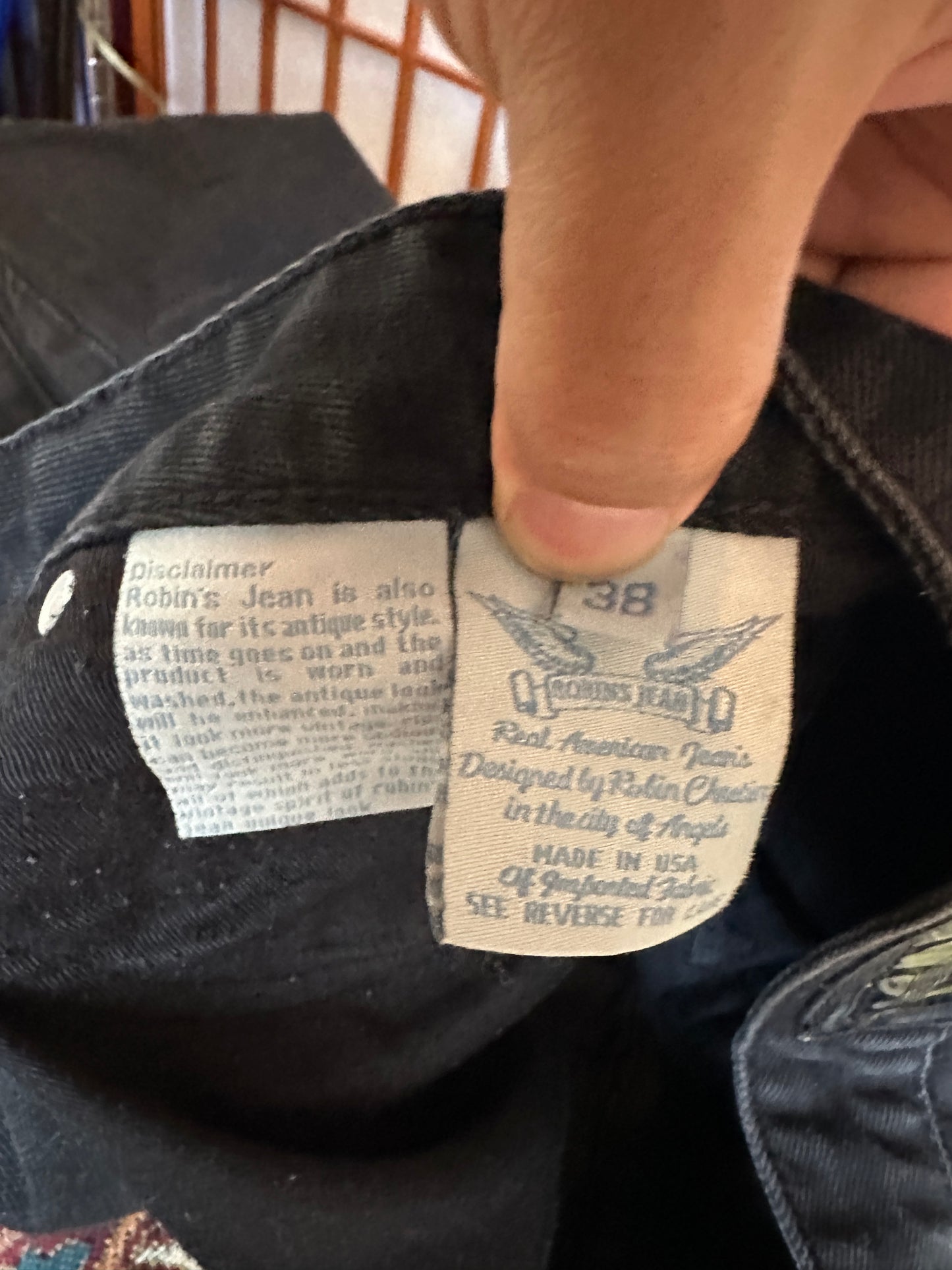Robins Jean Jorts Studded Double Flap Pockets 38 Black USA