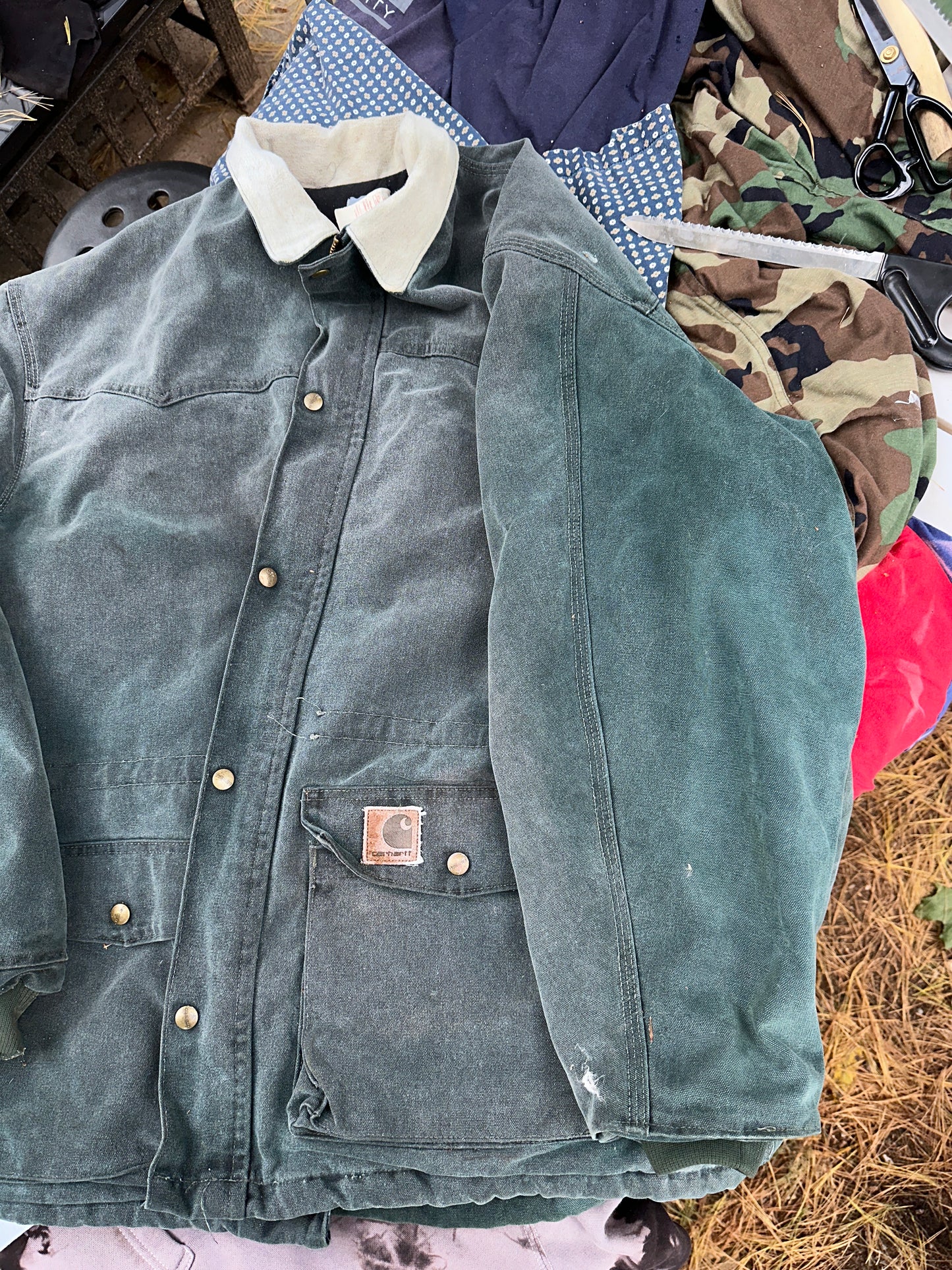 vintage Carhartt Hunter Green Chore Coat Jacket XXL USA CQ7043 1996 union fade