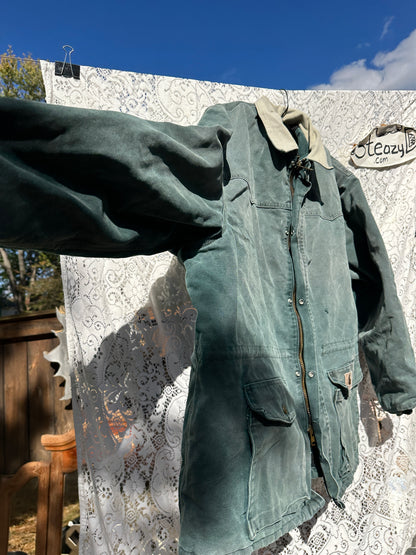 vintage Carhartt Hunter Green Chore Coat Jacket XXL USA CQ7043 1996 union fade