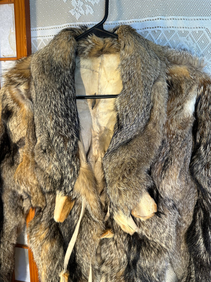 REAL Fur Jacket FOX Mini XS small Gray Coyote