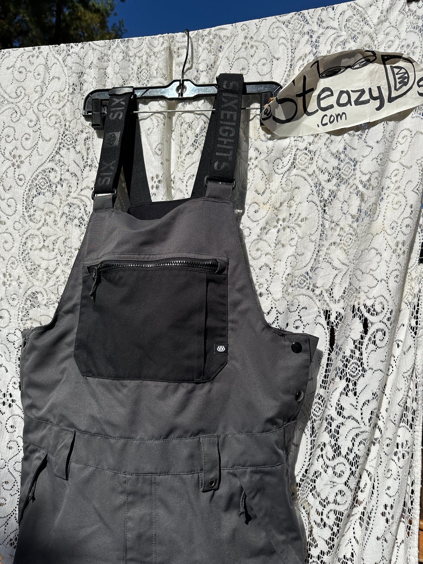 686 Hot Lap Insulated Bib Overalls Pant Infidry Snow Medium Gray Men ski M2w211