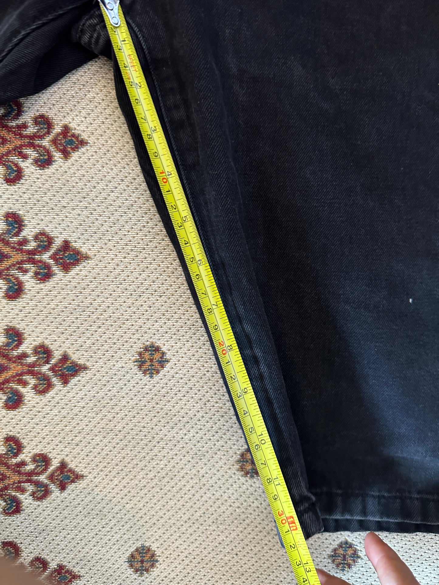Robins Jean Jorts Studded Double Flap Pockets 38 Black USA