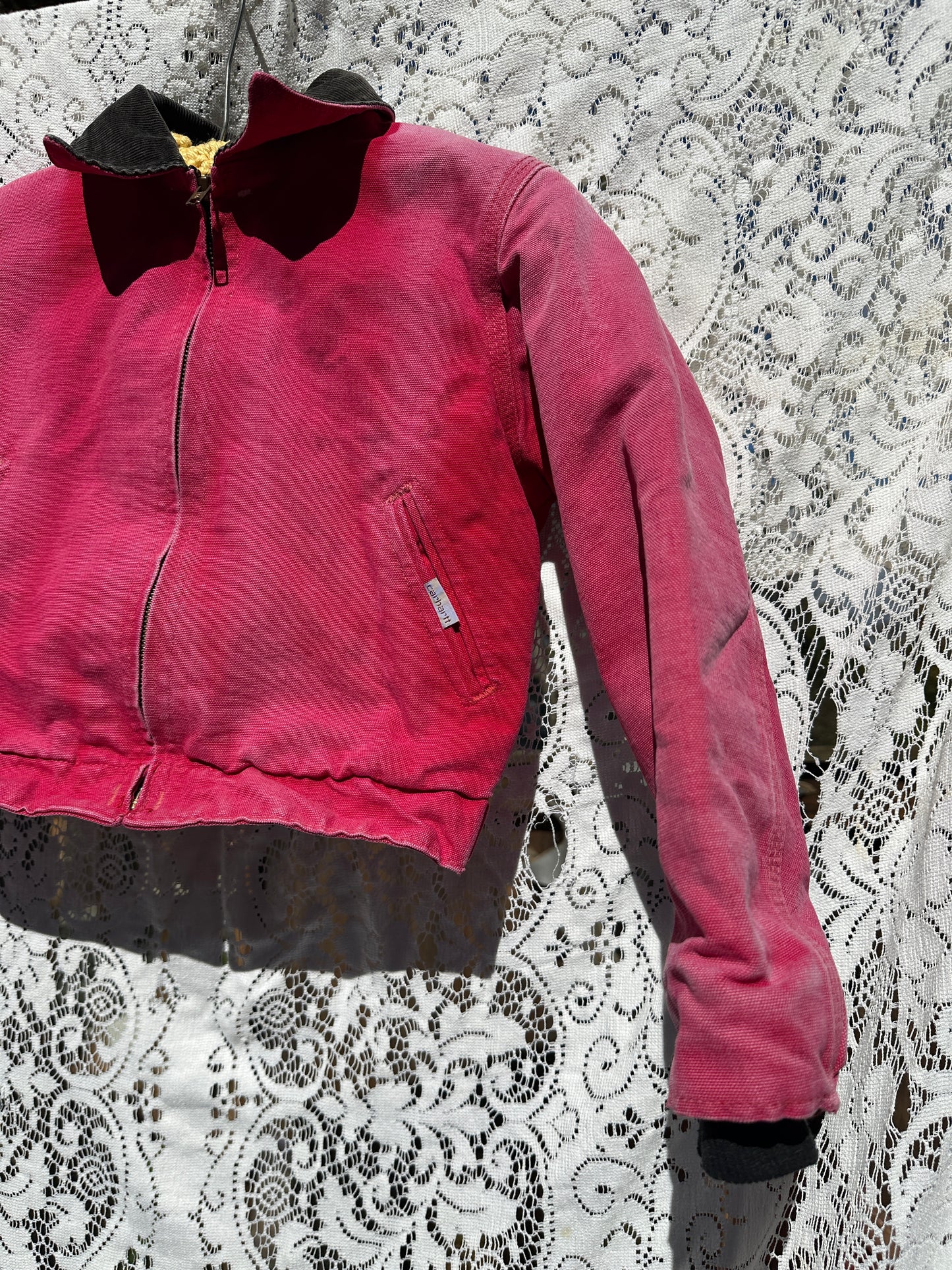 Vintage Carhartt Red Detroit Jacket Small Quilt 90s Dad Fade Work Youth Kid