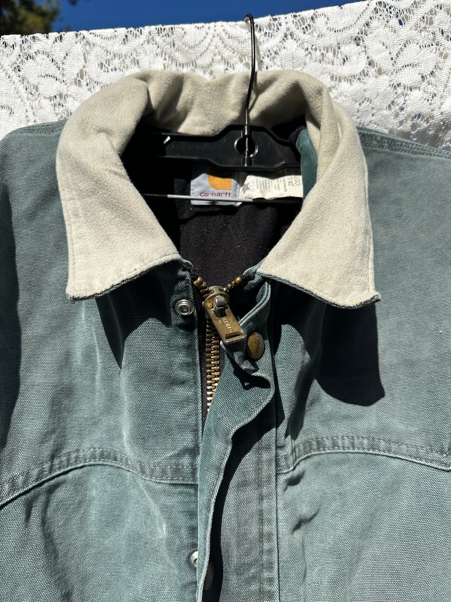 vintage Carhartt Hunter Green Chore Coat Jacket XXL USA CQ7043 1996 union fade