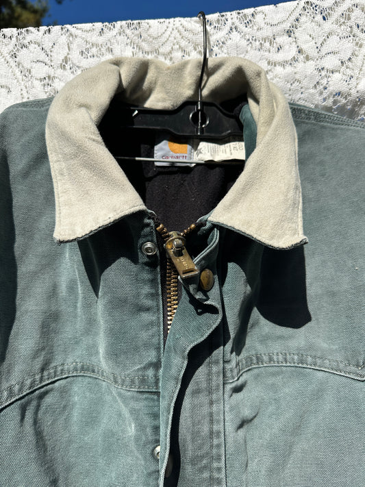 vintage Carhartt Hunter Green Chore Coat Jacket XXL USA CQ7043 1996 union fade