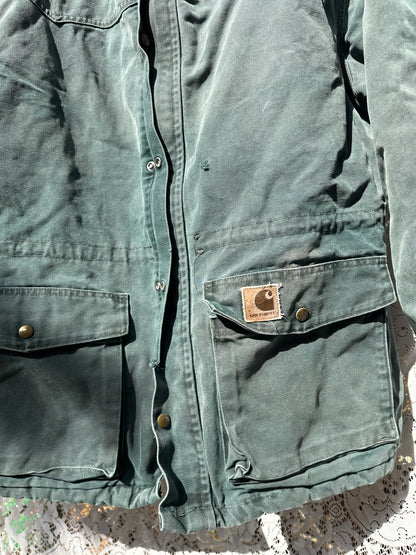 vintage Carhartt Hunter Green Chore Coat Jacket XXL USA CQ7043 1996 union fade