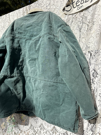 vintage Carhartt Hunter Green Chore Coat Jacket XXL USA CQ7043 1996 union fade