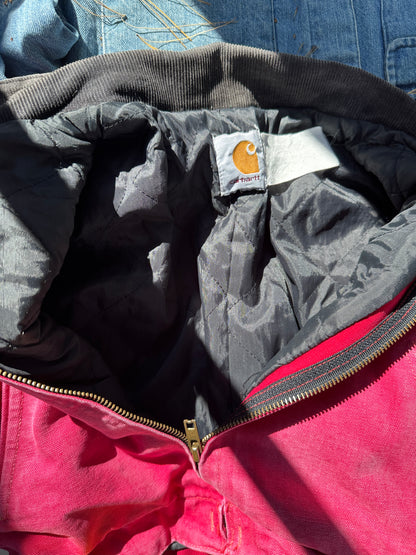 Vintage Carhartt Red Detroit Jacket Small Quilt 90s Dad Fade Work Youth Kid
