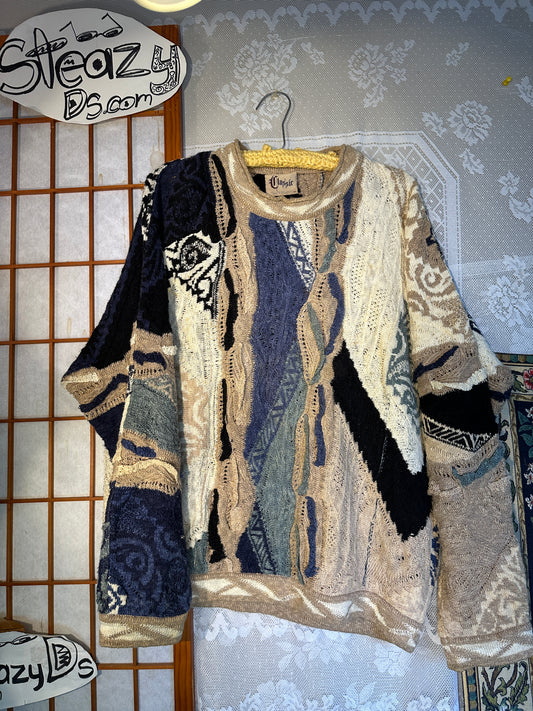 COOGI Classic MEDIUM Textured Chunky Knit Sweater Biggie Sweater Linen Cotton
