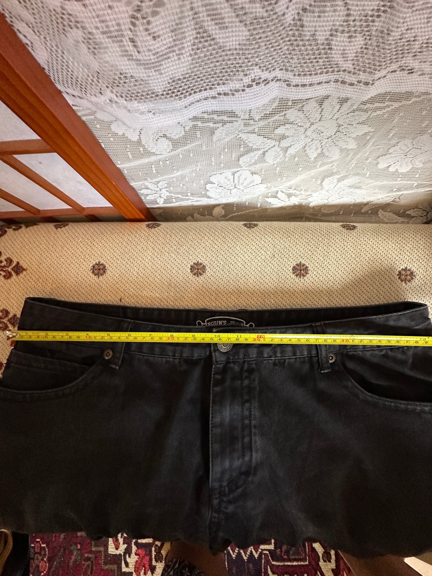 Robins Jean Jorts Studded Double Flap Pockets 38 Black USA