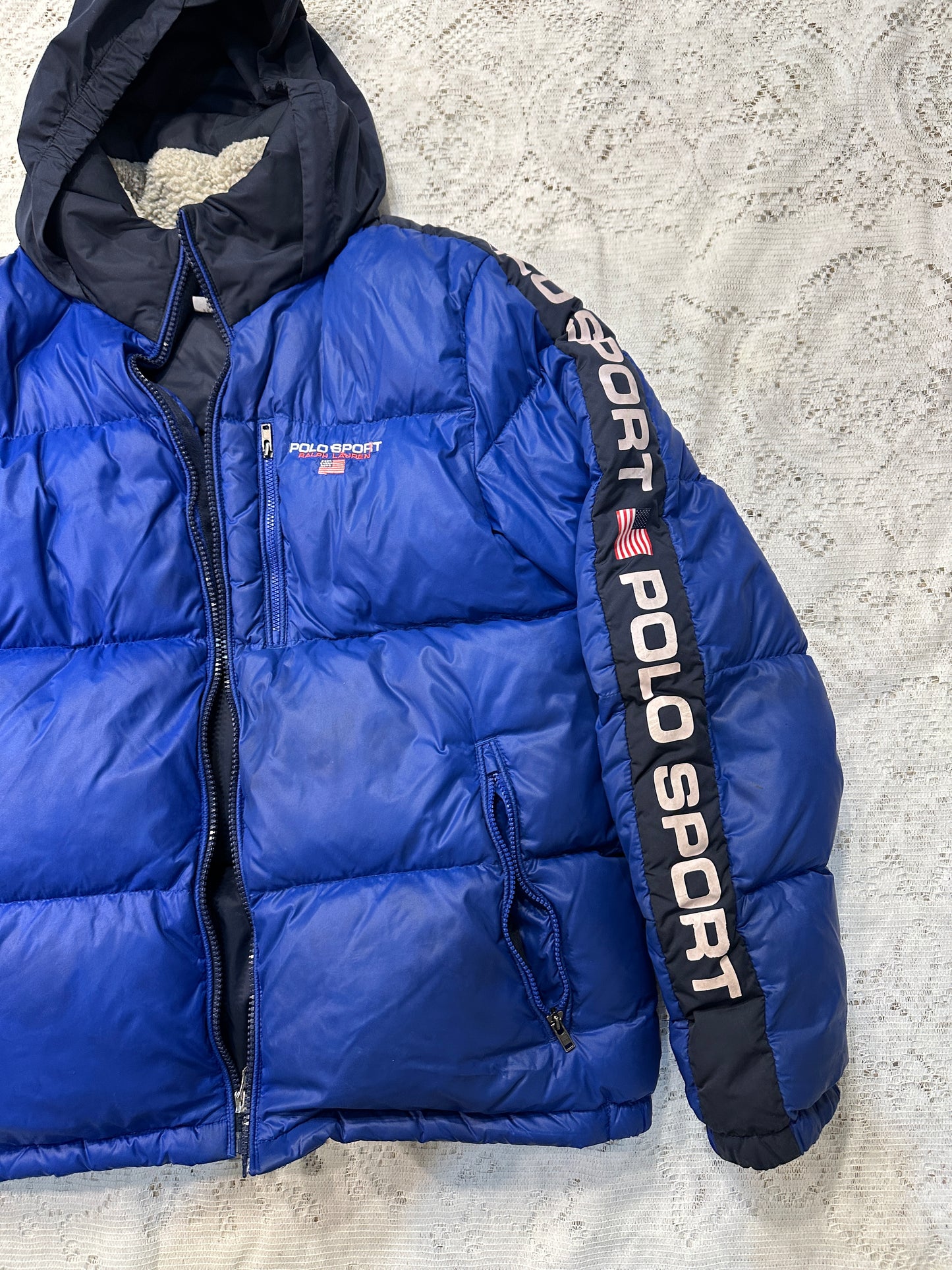 Ralph Lauren Polo Sport Down BLUE Puffer Jacket Water Repel Youth XL