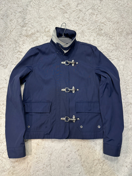 RALPH LAUREN Navy Blue Jacket Small Fireman Clasp Hook Nautical Nylon